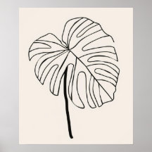 Monstera leaf plant minimalistische lijnkunst