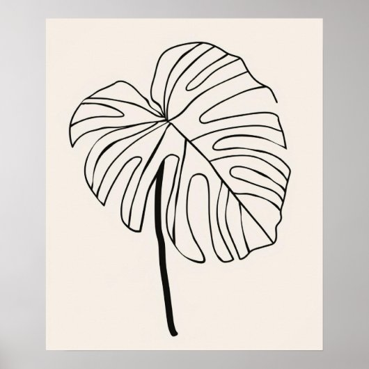 Monstera leaf plant minimalistische lijnkunst poster (Voorkant)