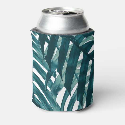 Monstera Leaf: Rainforest Blue Tones Blikjeskoeler (Blikje Achterkant)