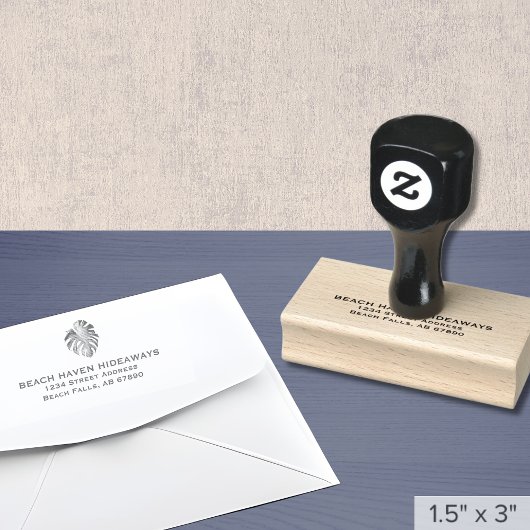 Monstera Leaf retour adres stempel