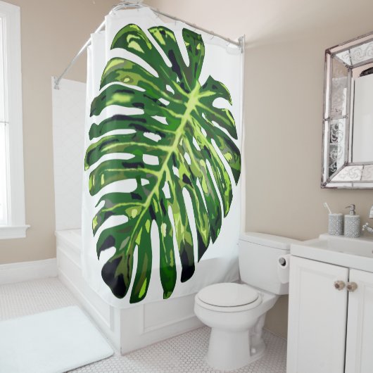 Monstera Leaf Shower Curtain - Uw Colot Douchegordijn (In situ)