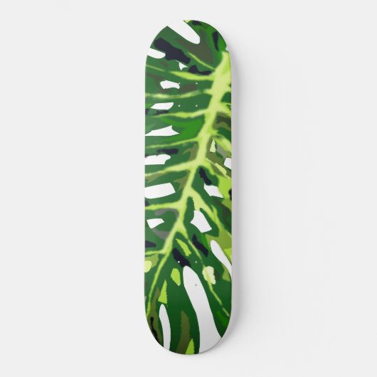 Monstera Leaf Skateboard Green Leaves (Voorkant)