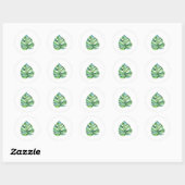 Monstera leaf sticker, waterverf tropisch gevoel ronde sticker (Vel)