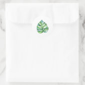 Monstera leaf sticker, waterverf tropisch gevoel ronde sticker (Tas)