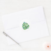Monstera leaf sticker, waterverf tropisch gevoel ronde sticker (Envelop)
