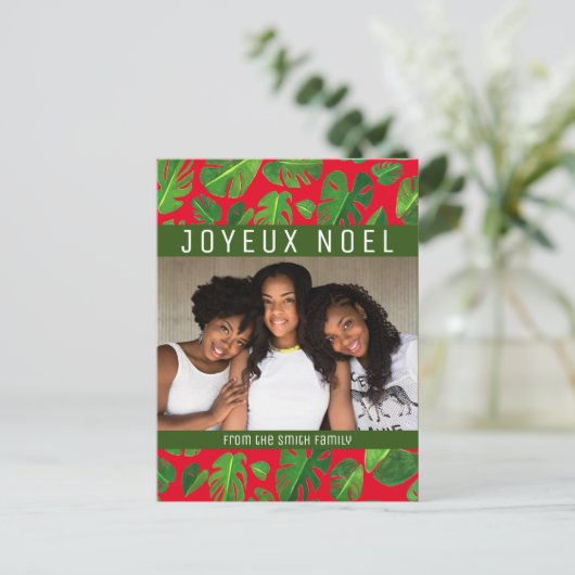 Monstera Leaf Tropical Green Pattern CUSTOM FOTO Briefkaart (Staand voorkant)