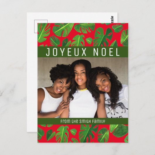 Monstera Leaf Tropical Green Pattern CUSTOM FOTO Briefkaart (Voorkant / Achterkant)