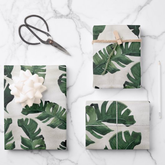 Monstera Leaf Tropical Palm Wrapping Paper Sheets (Voorkant)