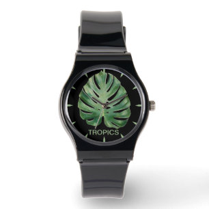 Monstera Leaf Tropics Horloge