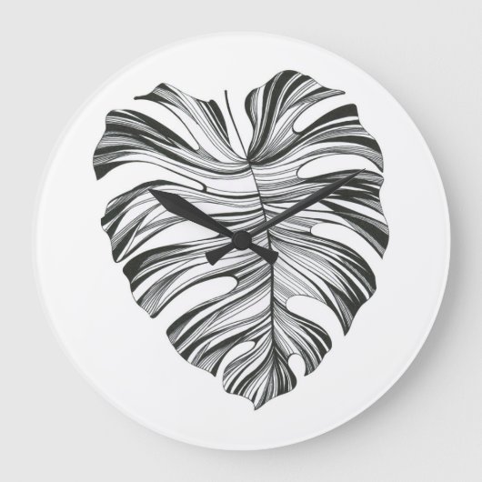 Monstera Leaf: tropisch natuurlijk element. Grote Klok (Voorkant)