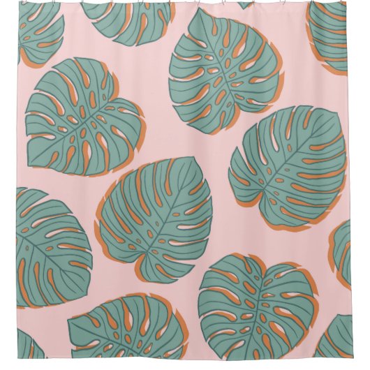 Monstera Leaf: Tropisch patroon Douchegordijn (Voorkant)