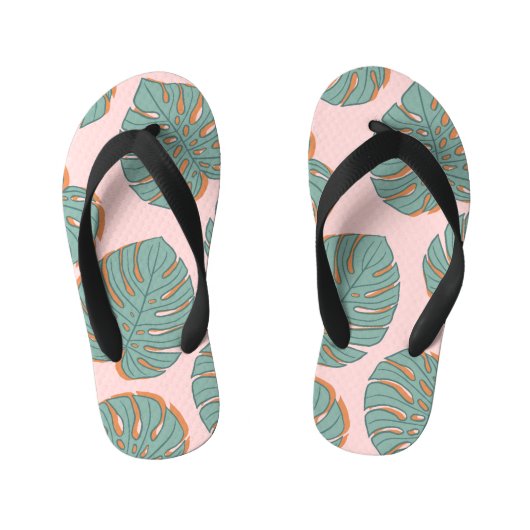 Monstera Leaf: Tropisch patroon Kinder Teenslippers (Voetbed)