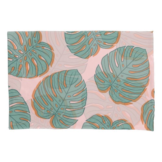 Monstera Leaf: Tropisch patroon Kussensloop (Voorkant)