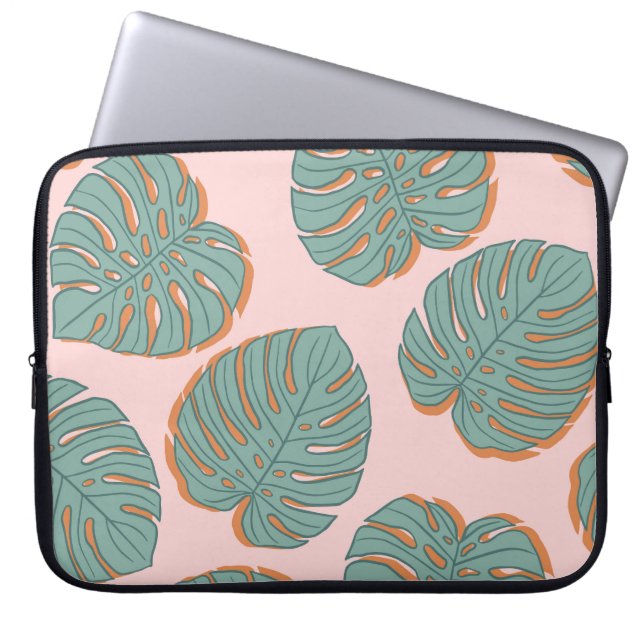 Monstera Leaf: Tropisch  patroon Laptop Sleeve (Voorkant)