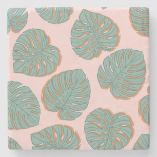 Monstera Leaf: Tropisch patroon Stenen Onderzetter