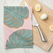 Monstera Leaf: Tropisch patroon Theedoek (Quarter Fold)