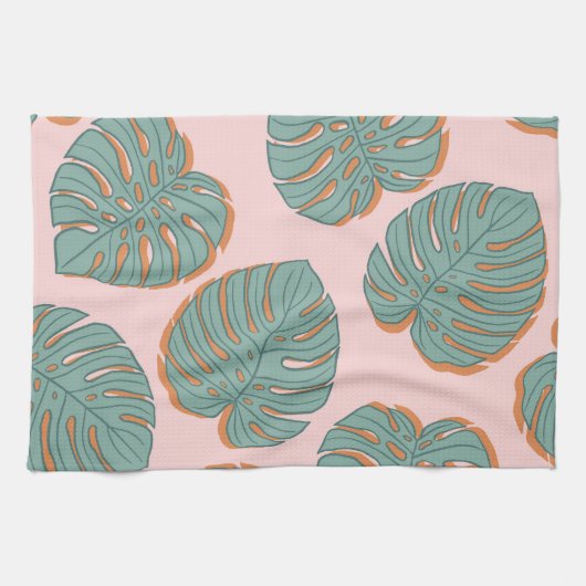 Monstera Leaf: Tropisch patroon Theedoek (Horizontaal)