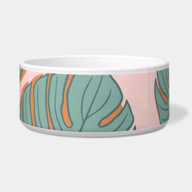 Monstera Leaf: Tropisch  patroon Voerbakje (Voorkant)
