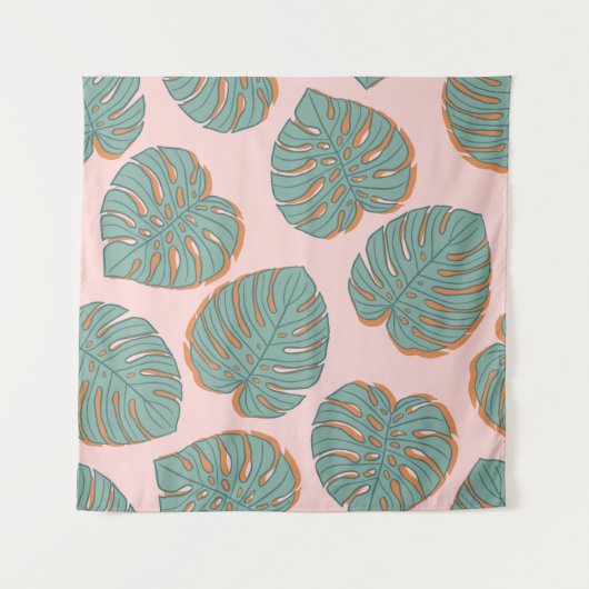 Monstera Leaf: Tropisch patroon Wandkleed (Voorkant)