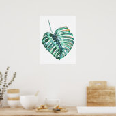 Monstera leaf tropische palm moderne waterverf poster (Keuken)