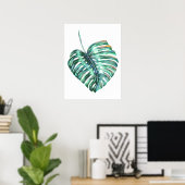 Monstera leaf tropische palm moderne waterverf poster (Thuiskantoor)