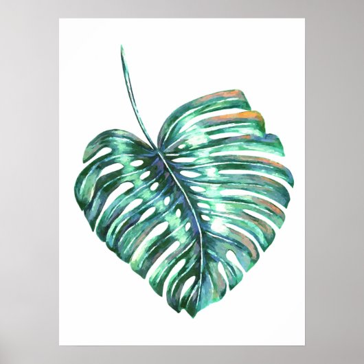 Monstera leaf tropische palm moderne waterverf poster (Voorkant)