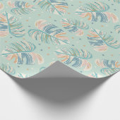 Monstera Leaf - Turquoise, Green, Coral, Mustard Cadeaupapier (Hoek)