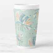 Monstera Leaf - Turquoise, Green, Coral, Mustard Latte Mok (Voorkant)