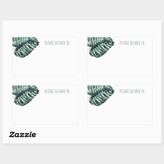 Monstera Leaf-verzendlabels Rechthoekige Sticker (Vel)