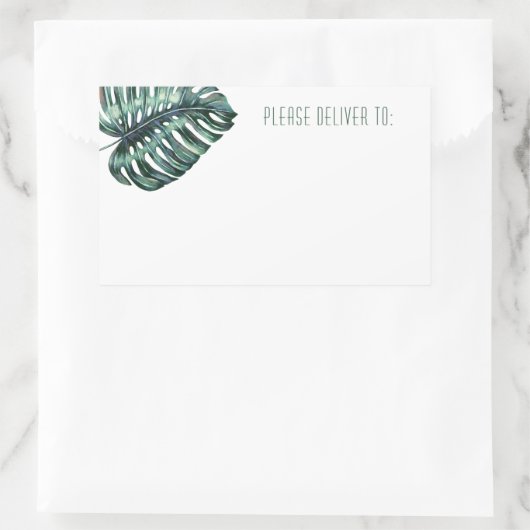 Monstera Leaf-verzendlabels Rechthoekige Sticker (Tas)