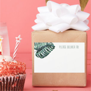 Monstera Leaf-verzendlabels Rechthoekige Sticker
