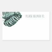 Monstera Leaf-verzendlabels Rechthoekige Sticker (Voorkant)