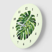 Monstera Leaf Wall Clock Green - Uw kleur Grote Klok (Hoek)