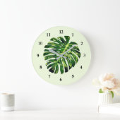Monstera Leaf Wall Clock Green - Uw kleur Grote Klok (Huis)