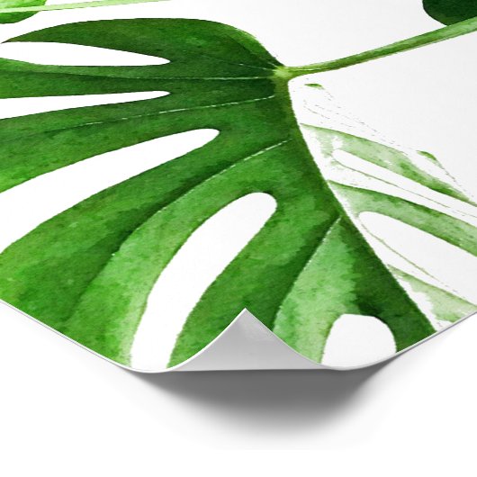 Monstera leaf waterverf schilderij #5 poster (Hoek)