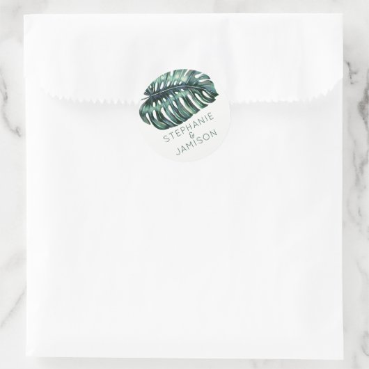Monstera Leaf Wedding Favor Label (Tas)