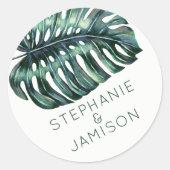 Monstera Leaf Wedding Favor Label (Voorkant)