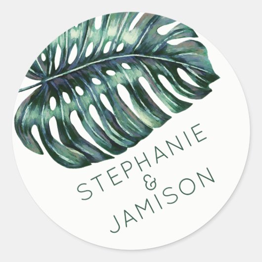 Monstera Leaf Wedding Favor Label (Voorkant)