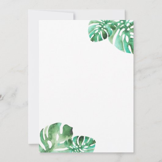 Monstera Leaf Wedding Invitation Kaart (Achterkant)
