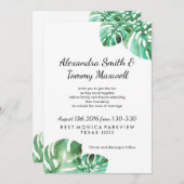 Monstera Leaf Wedding Invitation Kaart (Voorkant / Achterkant)
