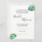 Monstera Leaf Wedding Invitation Kaart (Voorkant)