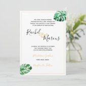 Monstera Leaf Wedding Invitation Kaart (Staand voorkant)