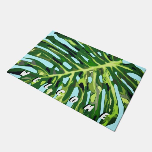 Monstera Leaf Welcome Doormat Deurmat (Schuin)