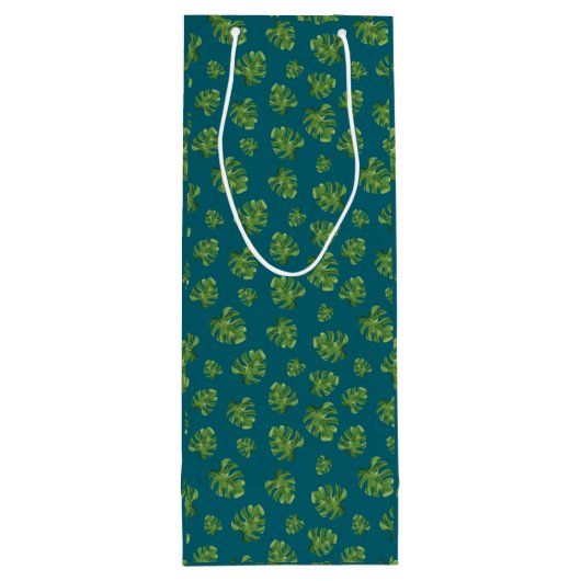 Monstera Leaf Wine Gift Bag Wijn Cadeautas (Achterkant)