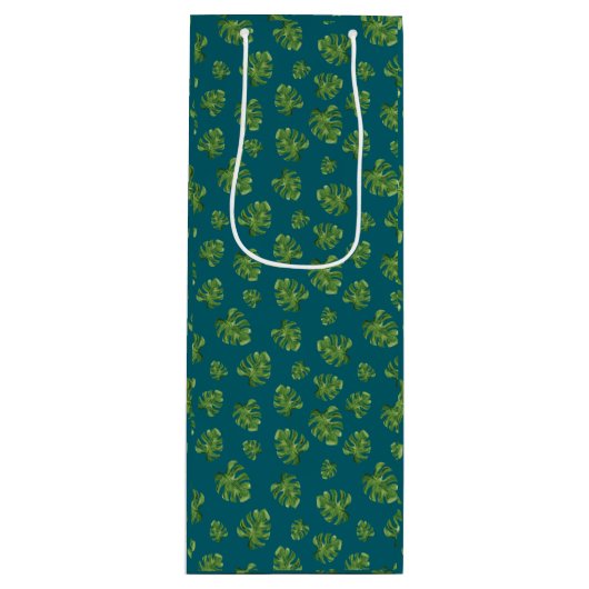 Monstera Leaf Wine Gift Bag Wijn Cadeautas (Voorkant)
