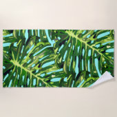 Monstera Leaves Beach Towel Exotic Vacking Strandlaken (Voorkant)