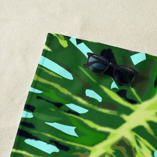 Monstera Leaves Beach Towel Exotic Vacking Strandlaken (In situ)