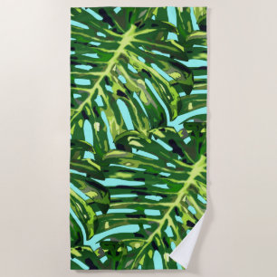 Monstera Leaves Beach Towel Exotic Vacking Strandlaken