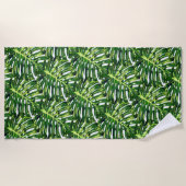 Monstera Leaves Beach Towel Green Natuur Strandlaken (Voorkant)