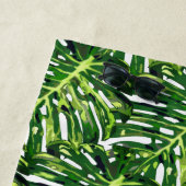 Monstera Leaves Beach Towel Green Natuur Strandlaken (In situ)
